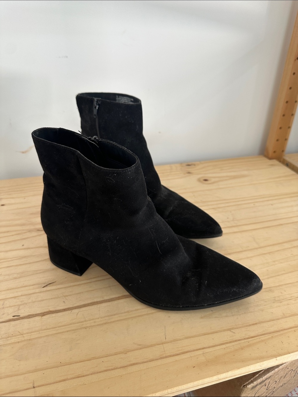 a new day Black Suede Pointed Ankle Booties